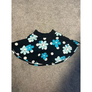 Justice Girls 7 Black and Blue Flower Skirt